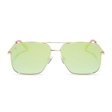 encino - gold + cyan mirror polarized sunglasses
