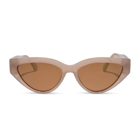 last call - milky nude + brown w/ gold flash polarized sunglasses