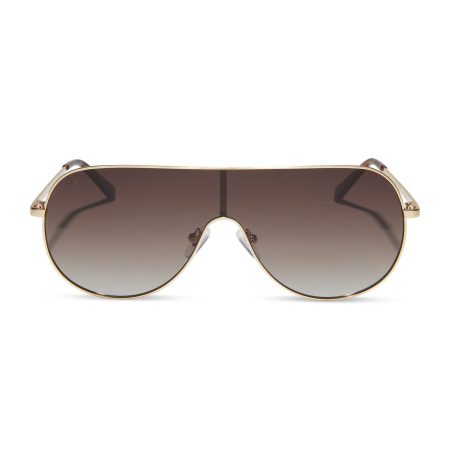 tarzana - brushed gold + brown gradient polarized sunglasses