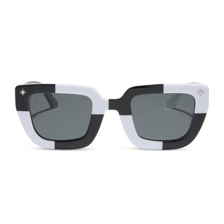 the wednesday addams - macabre black + white checkerboard + woeful smoke polarized sunglasses